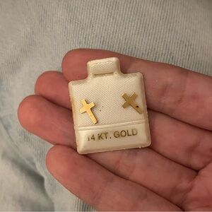 NEW vintage 14 KT Solid Gold Religious Cross Earrings for children or adults